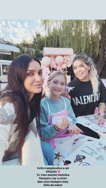Wanda Nara dijo presente en el cumpleaños de su ahijada y se divirtió haciendo manualidades (Foto: Instagram @wanda_nara)