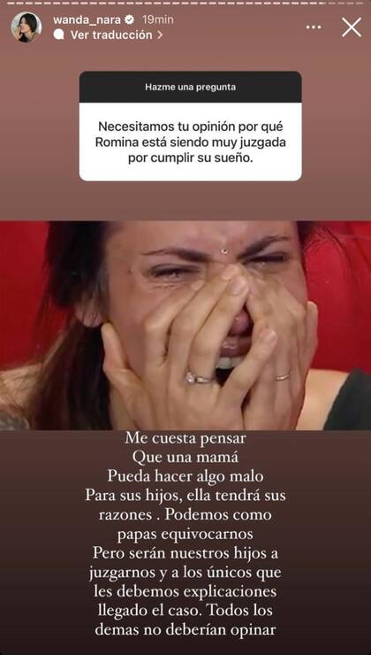 Wanda Nara fue contundente respecto a su opinión sobre Romina