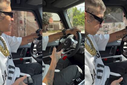 Wanda Nara grabó a L-Gante al volante sin cinturón y con el celular (Foto: Captura de video / Instagram @wanda_nara)
