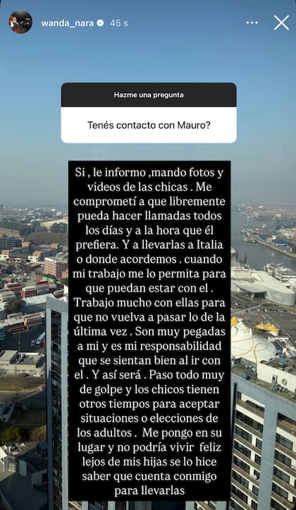 Wanda Nara habló sobre cómo está su relación con Mauro Icardi