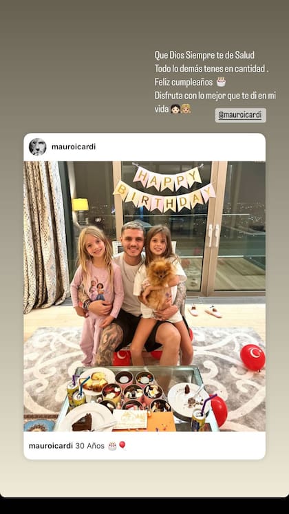 Wanda Nara le dedicó un saludo a Mauro Icardi por su cumpleaños número 30