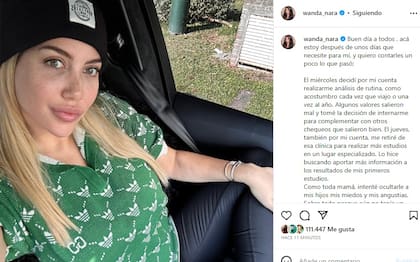 Wanda Nara publicó su descargo en Instagram y reveló cómo se encuentra actualmente
