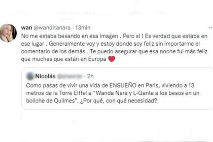 Wanda Nara respondió de manera picante a un usuario que le cuestionó su cambio de vida