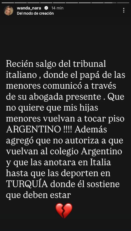 Wanda Nara reveló el pedido de Mauro Icardi ante la justicia italiana