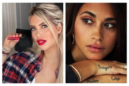 Wanda Nara y Antonela Roccuzzo llevan tatuados los nombres de sus hijos