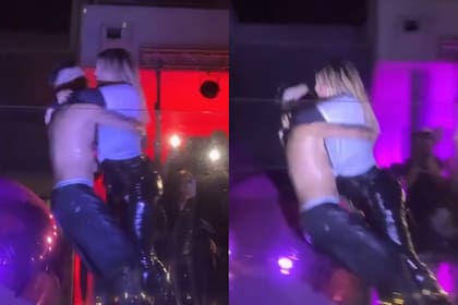 Wanda Nara y L-Gante terminaron en la pileta durante el cumpleaños de la mediática (Foto: Captura de video / Instagram)