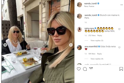 Wanda Nara y su madre Nora Colosimo juntas en Paris