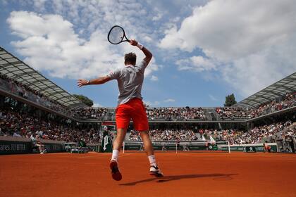 Wawrinka en acción, en el Simonne Mathieu, el nuevo estadio de Roland Garros