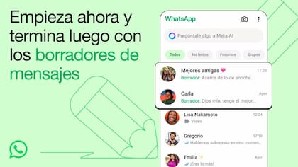 WhatApp ahora habilita los borradores para encontrar chats con conversaciones inconclusas