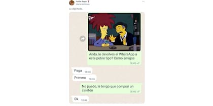 La joven se dio cuenta del engaño por WhatsApp y se divirtió con el delincuente