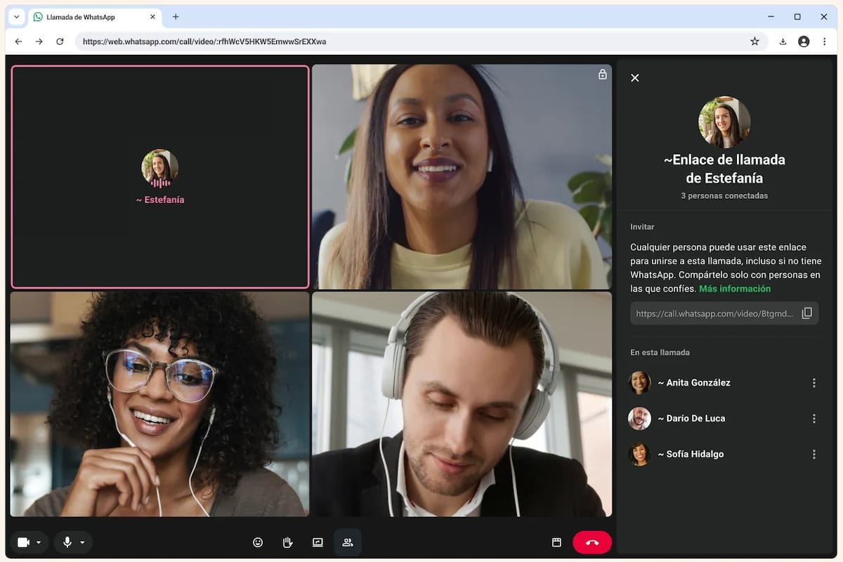 WhatsApp ahora permite a participantes sin número entrar a una llamada grupal