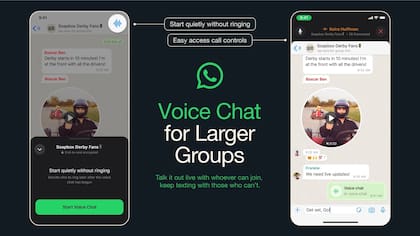 WhatsApp ahora permite charlas de voz en grupos grandes, al estilo de Clubhouse o Twitter Spaces