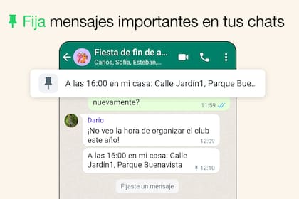 WhatsApp ahora permite fijar mensajes importantes en un chat individual o grupal