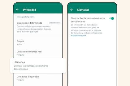WhatsApp ahora permite silenciar las llamadas de números desconocidos; quedarán en la lista de llamadas recibidas pero no interrumpirán el chat