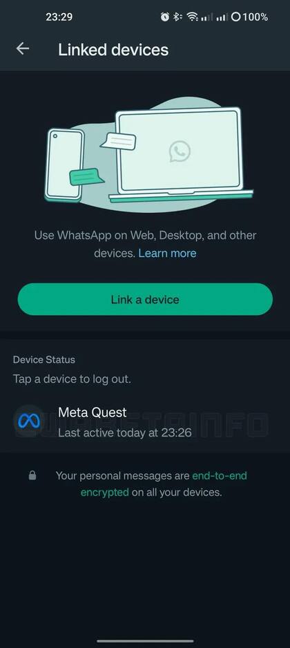 WhatsApp está trabajando para brindar la capacidad de vincular una cuenta a Meta Quest en una futura actualización. (Foto: WABetaInfo)