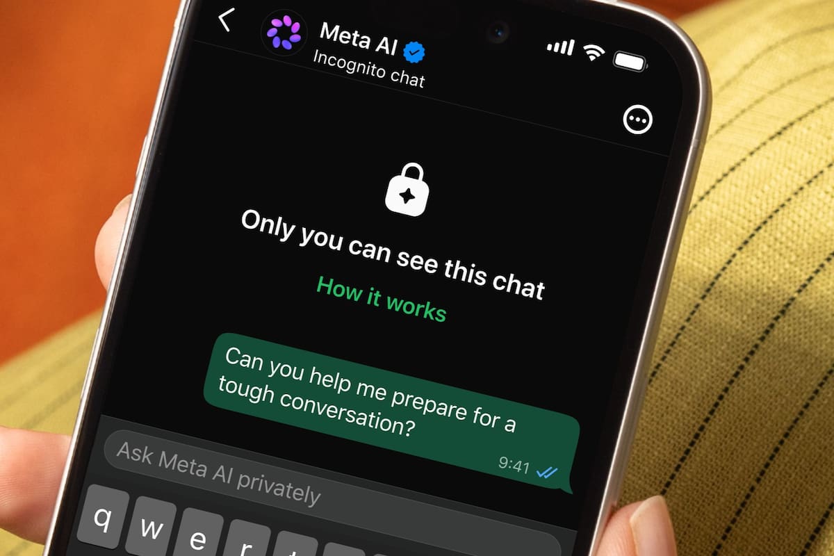 WhatsApp suma un modo incógnito para tener charlas privadas con Meta AI que no quedan registradas en el historial
