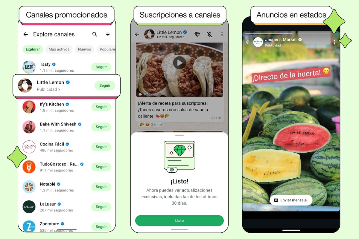 WhatsApp sumará suscripciones pagas a canales dentro de la app, y mostrará avisos intersticiales en los estados, como ya sucede en Instagram
