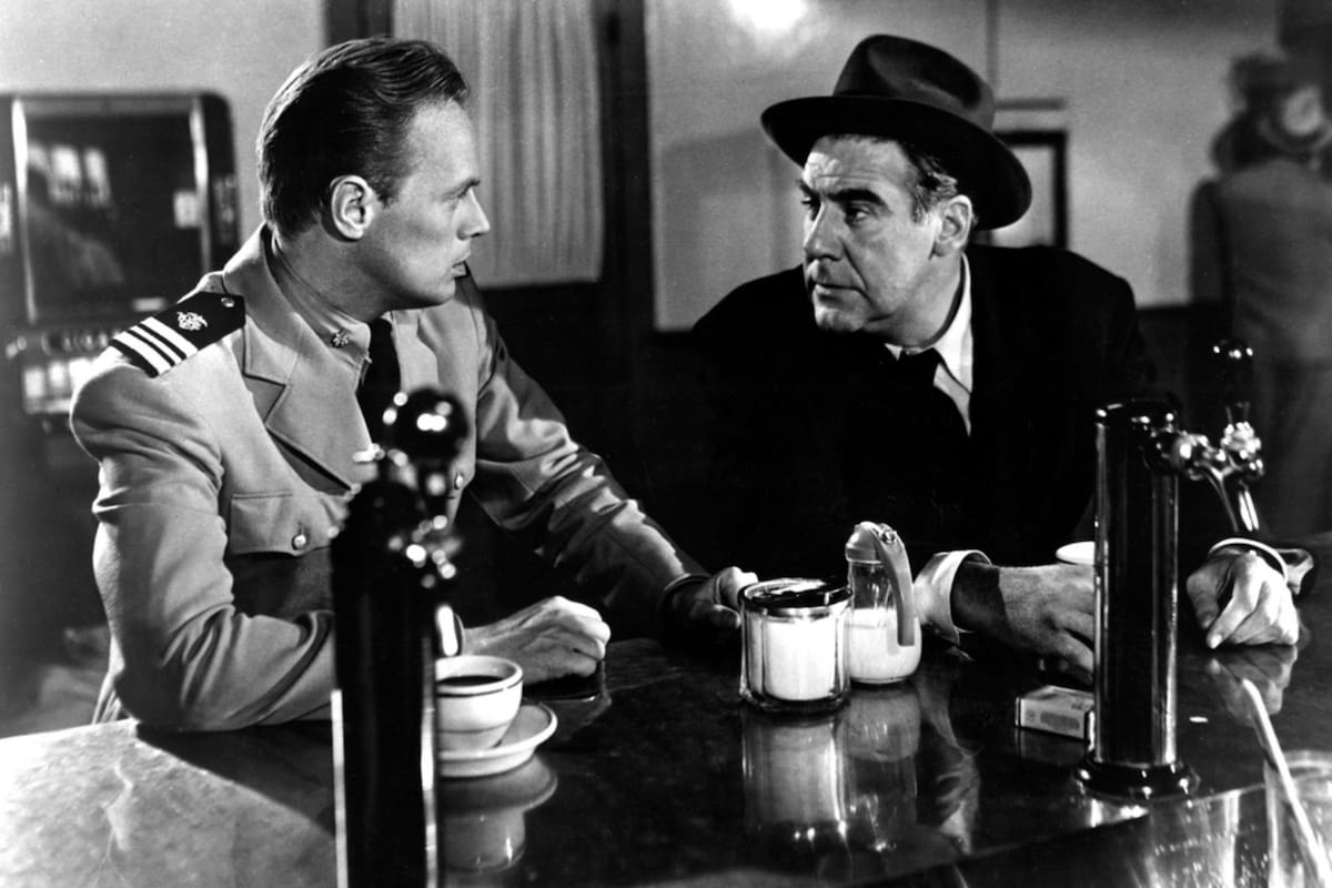 Widmark y Douglas en el rodaje de la película.