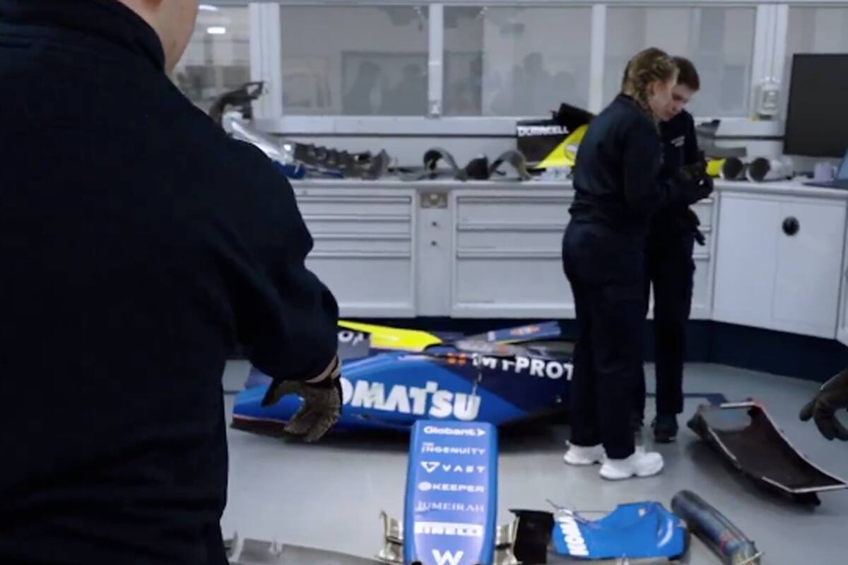 Williams compartió en redes sociales cómo repararon los monoplazas de Alex Albon y Franco Colapinto