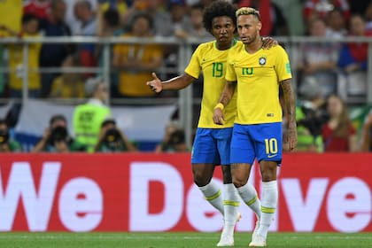 Willian y Neymar, durante el Mundial de Rusia 2018