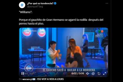Willims se volvió viral por el dolor en la rodilla (Captura Twitter)