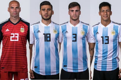 Willy Caballero, Eduardo Salvio, Nicolás Tagliafico y Maxi Meza, los cuatro debutantes mundialistas ante Islandia