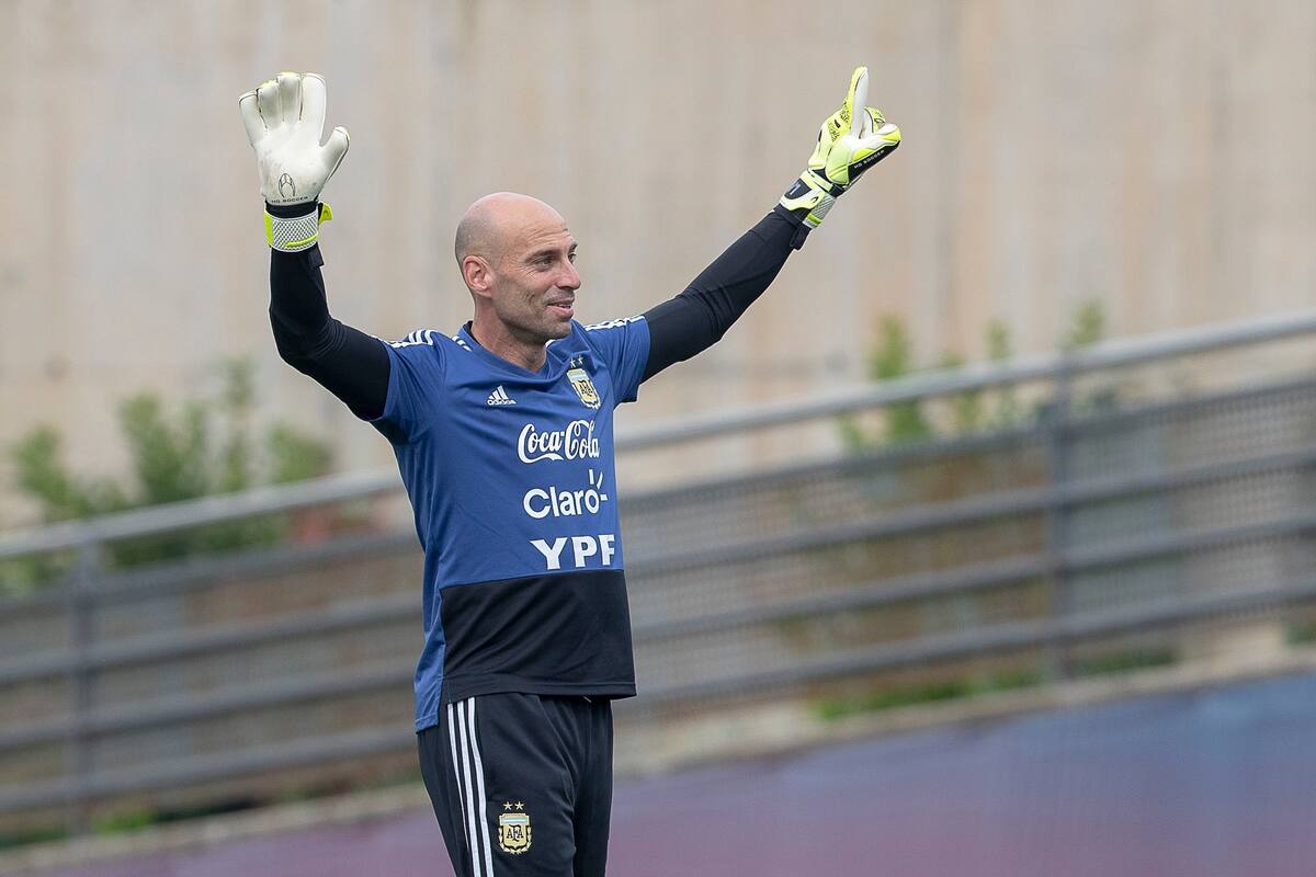 Willy Caballero, en el entrenamiento de la selección