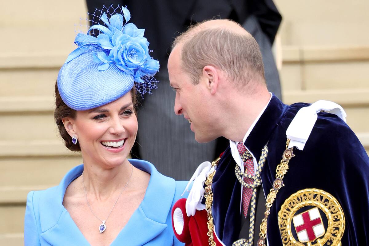 WINDSOR, ENGLAND - JUNE 13: Catherine, Duchess of Cambridge and Prince William, Duke of Cambridge attend the Order Of The Garter Service at St George's Chapel on June 13, 2022 in Windsor, England. The Order of the Garter is the oldest and most senior Order of Chivalry in Britain, established by King Edward III nearly 700 years ago. (Photo by Chris Jackson/Getty Images)