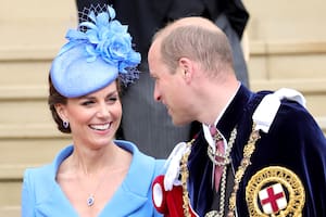 WINDSOR, ENGLAND - JUNE 13: Catherine, Duchess of Cambridge and Prince William, Duke of Cambridge attend the Order Of The Garter Service at St George's Chapel on June 13, 2022 in Windsor, England. The Order of the Garter is the oldest and most senior Order of Chivalry in Britain, established by King Edward III nearly 700 years ago. (Photo by Chris Jackson/Getty Images)
