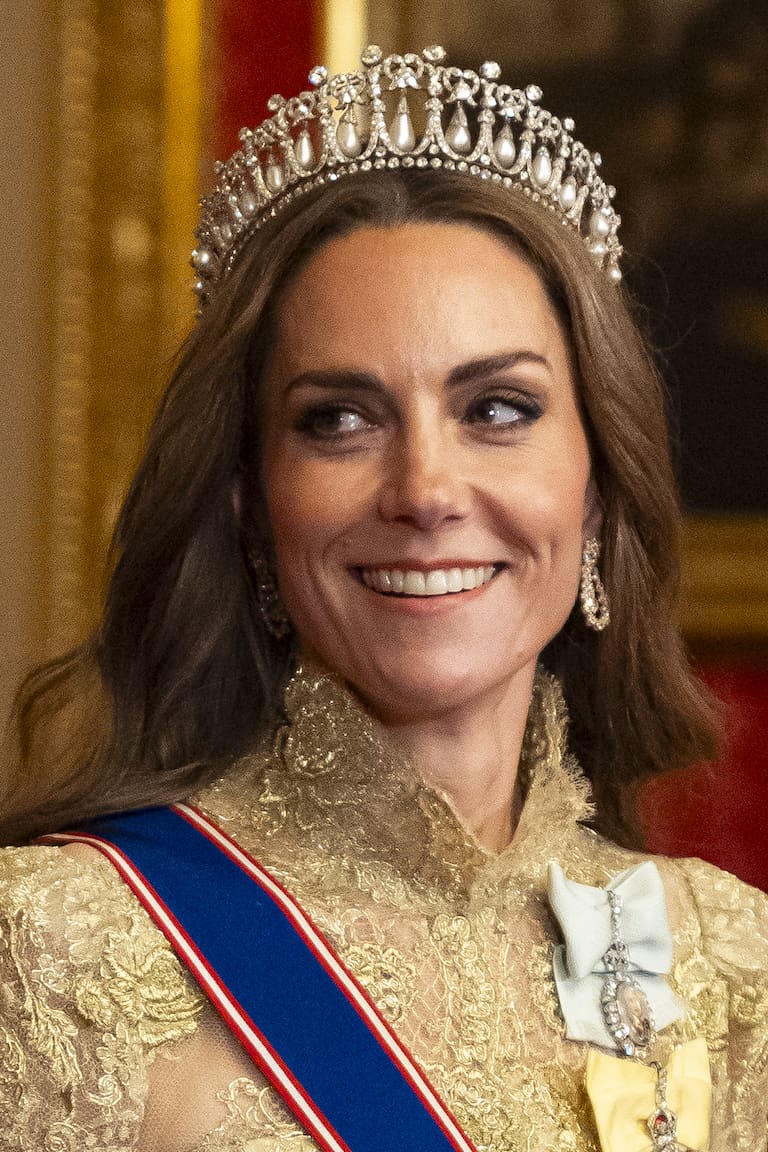 WINDSOR, ENGLAND - SEPTEMBER 17: Catherine, Princess of Wales and Prince William, Prince of Wales arrive for the State Banquet hosted by King Charles III and members of the Royal Family at Windsor Castle during the state visit by the President of the United States of America on September 17, 2025 in Windsor, England. President Trump is in England from Sept. 16-18 on his second UK state visit, with the previous one taking place in 2019 during his first presidential term. (Photo by Aaron Chown-WPA Pool/Getty Images)
