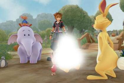 Winnie The Pooh, tapado por una nube de luz en una captura de Kingdom Hearts en China