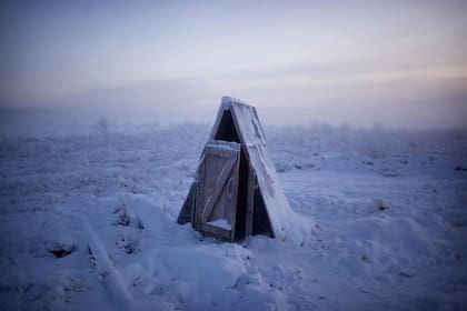 Baño público, camino a Oymyakon.