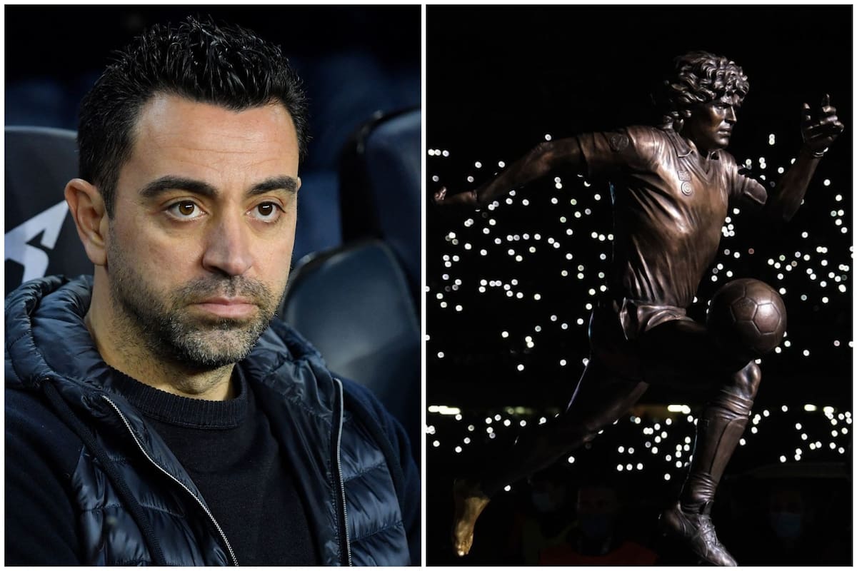 Xavi Hernández encontró un error en la estatua de Maradona