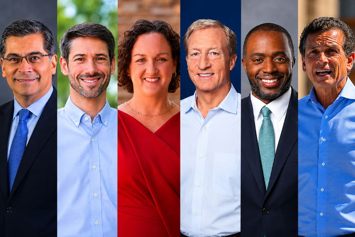 Xavier Becerra, Matt Mahan, Katie Porter, Tom Steyer, Tony Thurmond y Antonio Villaraigosa son los demócratas que se presentan en California