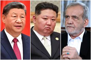 Xi Jinping (China), Kim Jong-un (Corea del Norte) y Masoud Pezeshkian (Irán), líderes de tres de los países que condenaron el ataque a Venezuela.