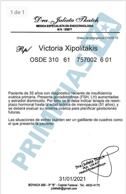 Xipolitakis mostró documentación médica