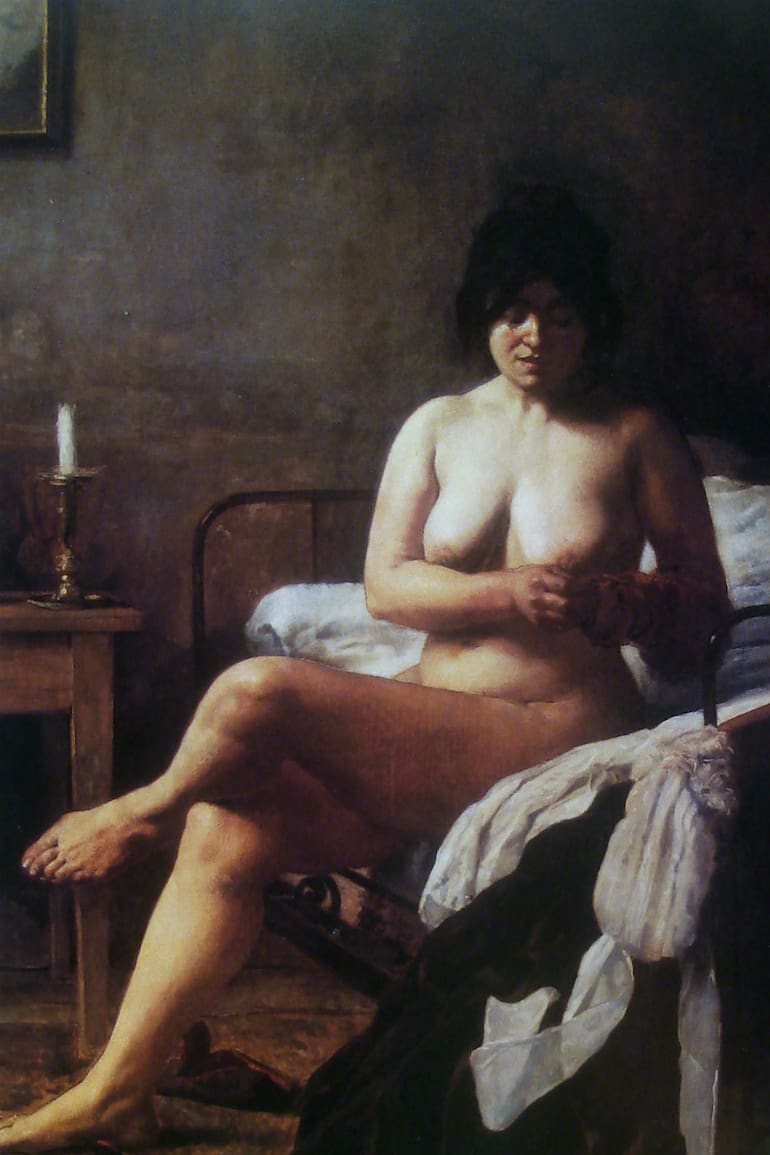 Le lever de la bonne (El despertar de la criada, detalle), pintada por Eduardo Sívori en 1887. Obra perteneciente a la Colección del Museo Nacional de Bellas Artes, donde se exhibe actualmente