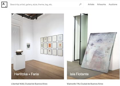 Dos de las galerías argentinas que integran la sección dedicada a Meridiano en Artsy