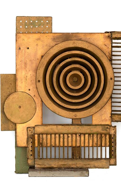 Escultura en metal de extractor, enrejado y madera, Sin título, 1972 (detalle)