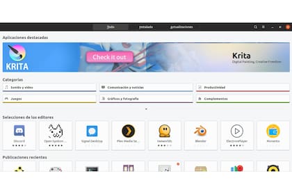 Y también se modificó el centro de software. Ya que estamos, les recomiendo probar Krita, un excelente programa de pintura