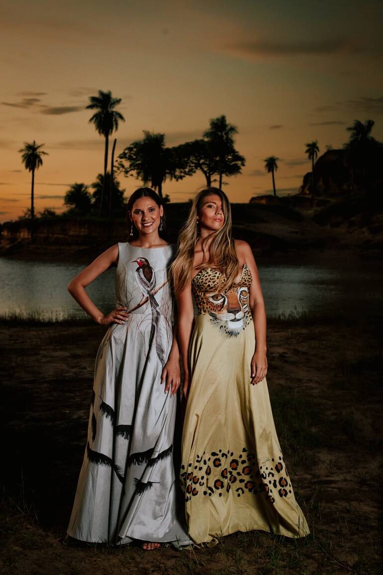 Yaguaretés y aves de los esteros sirvieron para inspirar vestidos de noche.