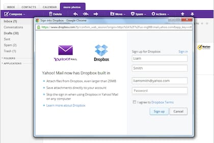 Yahoo! Mail tendrá una integración a Dropbox, el servicio de almacenamiento de imágenes, documentos y archivos en la nube
