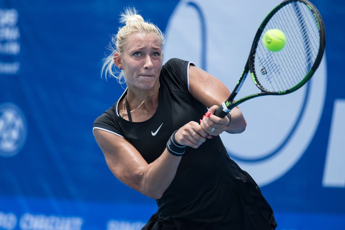 Yana Sizikova of Russia returns a ball during Day 1 of ITF Thailand Womens Pro Circuit 1 on September 19, 2016