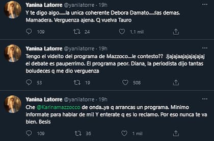 Yanina criticó durante a Mazzocco por opinar sobre ella. Fuente: Twitter