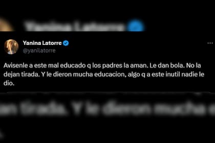 Yanina Latorre le contestó a Alex Caniggia (Captura Twitter)