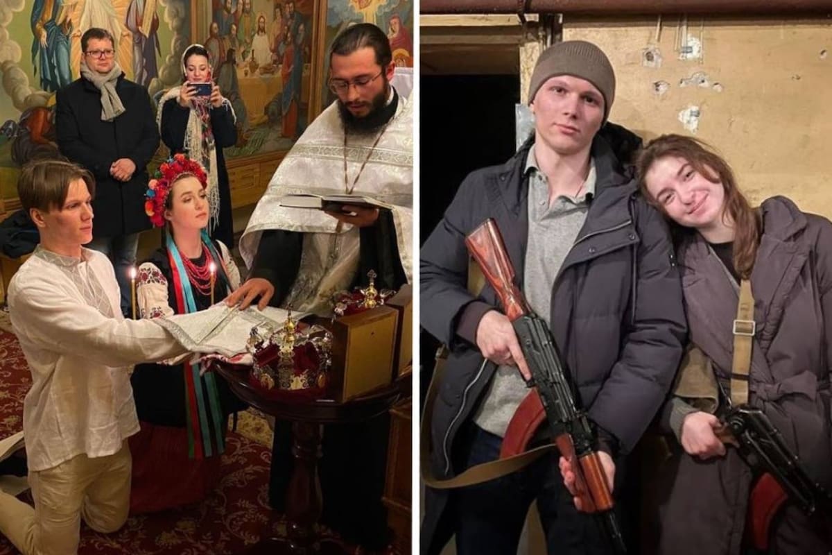 Yaryna y Sviatoslav se casaron un día después de la invasión rusa a Ucrania y poco más tarde se enrolaron en la resistencia para defender la ciudad de Kiev