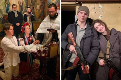 Yaryna y Sviatoslav se casaron un día después de la invasión rusa a Ucrania y poco más tarde se enrolaron en la resistencia para defender la ciudad de Kiev