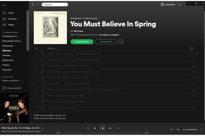 You must believe in spring, obra póstuma de Bill Evans, desactivado en mi biblioteca de Spotify. Imposible volver a oírlo. Por ahora