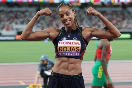 Yulimar Rojas y su festejo por el tercer puesto en Tokio; la venezolana está de regreso