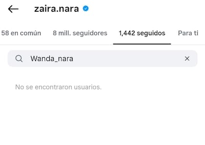 Zaira dejó de seguir a Wanda en Instagram